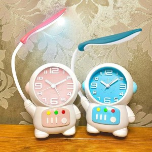 Astronaut Desk Lamp with Alarm Clock – 2-in-1 Rechargeable Kids Study Light and Night Light with Flexible Neck