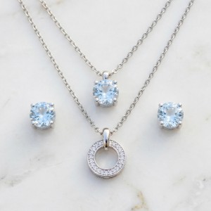 Necklace With Matching Radiant Crystal Stud Earrings.