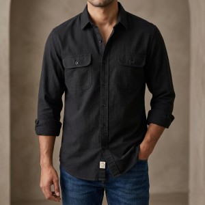 High Thickness Double Pocket Shirt.. ( Black)