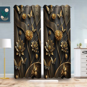 2 Piece 3D Print Premium curtain