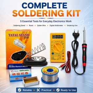 Master 5-in-1 Soldering Combo Kit – 60W Electric Soldering Iron, Digital Multimeter, Iron Stand, Solder Wire Lead & Rosin for Electronics Repair & DIY Projects
