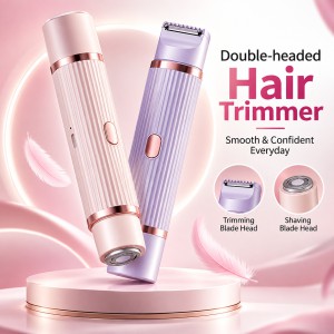 2-in-1 Multifunctional Women’s Electric Trimmer & Shaver – Painless Portable Facial, Body & Private Parts Hair Remover with USB Charging & Light Purple Design