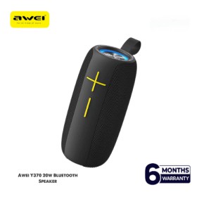 Awei Y370 Portable Wireless Bluetooth Speaker – 20W Dual Drivers, Bluetooth 5.0, IPX6 Waterproof, 3600mAh Battery, Sideband LED Lights & FM/USB Support