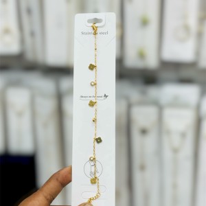 Premium Gold Stainless Steel Floral Charm Bracelet