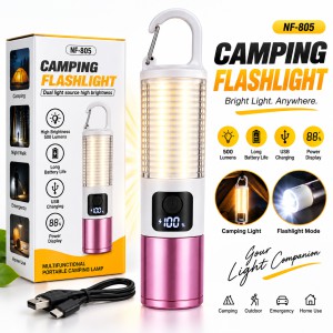 Rechargeable LED Camping Flashlight – 500 Lumens Portable Tactical Torch with Big Floodlight, Digital Battery Display & USB Charging