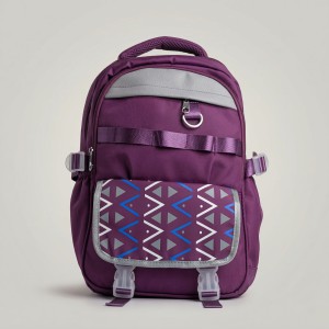 Multi-Pocket Casual Backpack with Geometric Flap – Stylish Water-Resistant Synthetic Fabric Daypack with Wide Padded Straps & Spacious Compartments for School, College, Travel & Daily Use