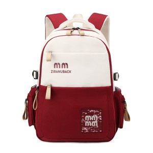 Natural Fish Simple Casual Oxford Backpack (Red) – Unisex Japan Style Softback Daypack with 20-36L Large Capacity, Solid Color & Durable Daily Travel Design (29x13x45 cm)