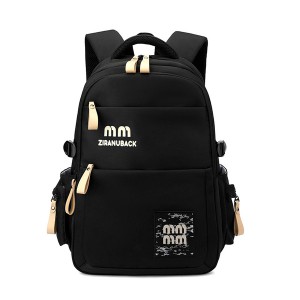 Natural Fish Simple Casual Oxford Backpack (Black) – Unisex Japan Style Softback Daypack with 20-36L Large Capacity, Solid Color & Durable Daily Travel Design (29x13x45 cm)
