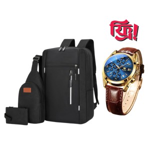 Exclusive 3-in-1 Women's Bag Combo Set + Free Olive Brand Watch – Premium Multi-Piece Pack Including Spacious Backpack, Trendy Crossbody Sling Bag & Daily Wallet for Travel & Casual Use