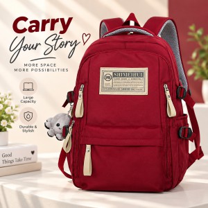 Aesthetic Large Capacity Red Backpack – Stylish Waterproof Casual Daypack with Multiple Spacious Compartments & Durable Easy-to-Clean Fabric for School, Travel & Daily Use