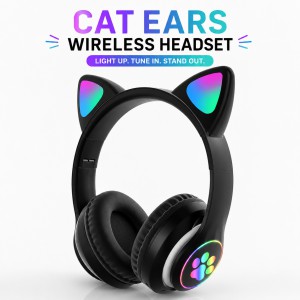 CAT STN-28 Wireless Cat Ear Headset – Bluetooth 5.0 Over-Ear Headphones with 40mm Speakers, 400mAh Battery, 7-Hour Playtime & Cute Stylish Design