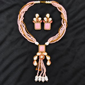 Premium Turkish Crystal and Pearl Necklace Set