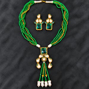 Premium Turkish Crystal and Pearl Necklace Set