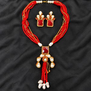 Premium Turkish Crystal and Pearl Necklace Set