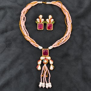 Premium Turkish Crystal and Pearl Necklace Set