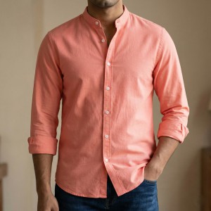 Men's Solid Colour Ban color Shirt (Pink)