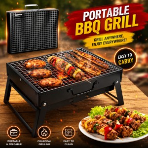 Portable BBQ Maker TL-353 – Lightweight Charcoal Barbecue Grill with Stainless Steel Structure for Outdoor Camping, Family Gatherings & Picnics