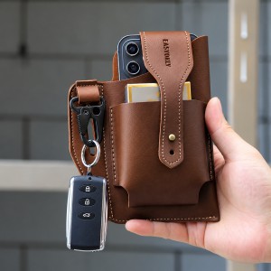 Men's Coffee/Brown Leather Belt Pouch & Mobile Phone Holster Bag