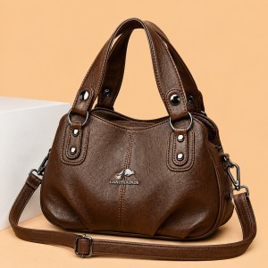 Premium Multi-Compartment Designer Handbag - Brown