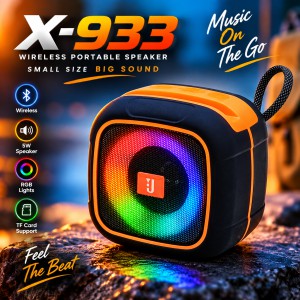 X-933 Portable Wireless Bluetooth Speaker – 1200mAh Battery, 7-8 Hours Playtime, 100Hz-20KHz Frequency Range & Fast USB Charging
