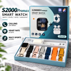 S2000 Promax 10-in-1 Smart Watch with 7 Straps, TWS Earbuds & Protective Case