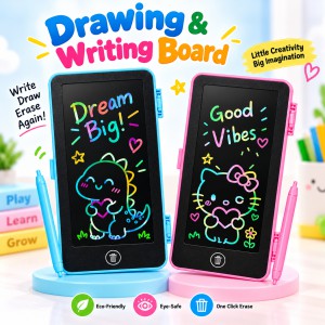 Apple Toys LCD Drawing & Writing Board – Portable Electronic E-Writer Pad with Case, One-Touch Erase Button & Cute Cartoon Graphics, Safe Screen-Free Educational Toy for Kids
