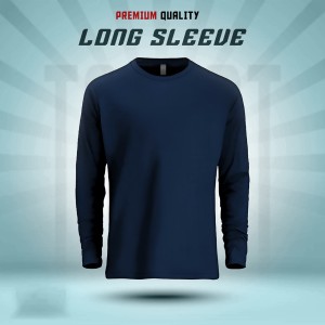 Men's Full Sleeve Solid T-Shirt- Navy