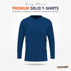 Men's Full Sleeve Solid T-Shirt- Petrol