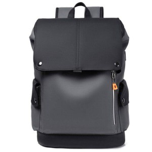 Men's Premium Waterproof PU Leather Laptop Backpack - Ash