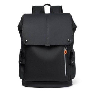 Men's Premium Waterproof PU Leather Laptop Backpack - Black