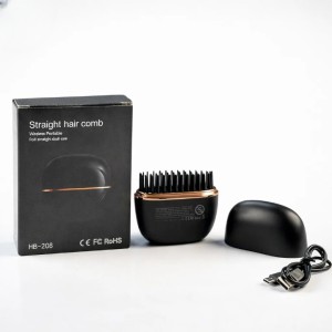 HB-208 Portable Wireless Hair Straightener & Curling Comb – Rechargeable 2-in-1 Styling Brush (25W)