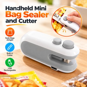 Handheld Mini 2-in-1 Heat Bag Sealer & Cutter – Portable USB Rechargeable Food Saver with Magnetic Back